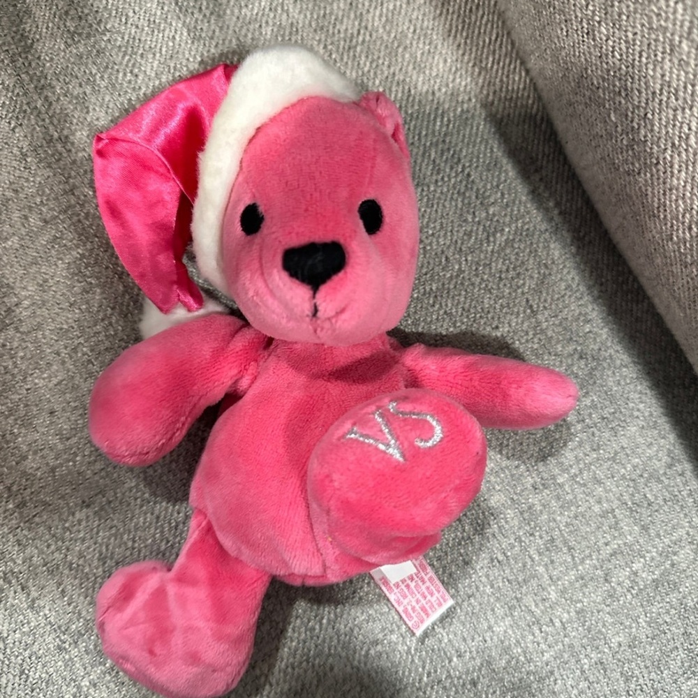 Victoria secret santa Plush bear pink limited edition fund bear rare